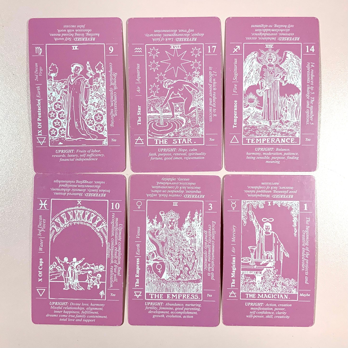 (Customizable) "Pink Meanings Tarot Deck," FOR TAROT READING