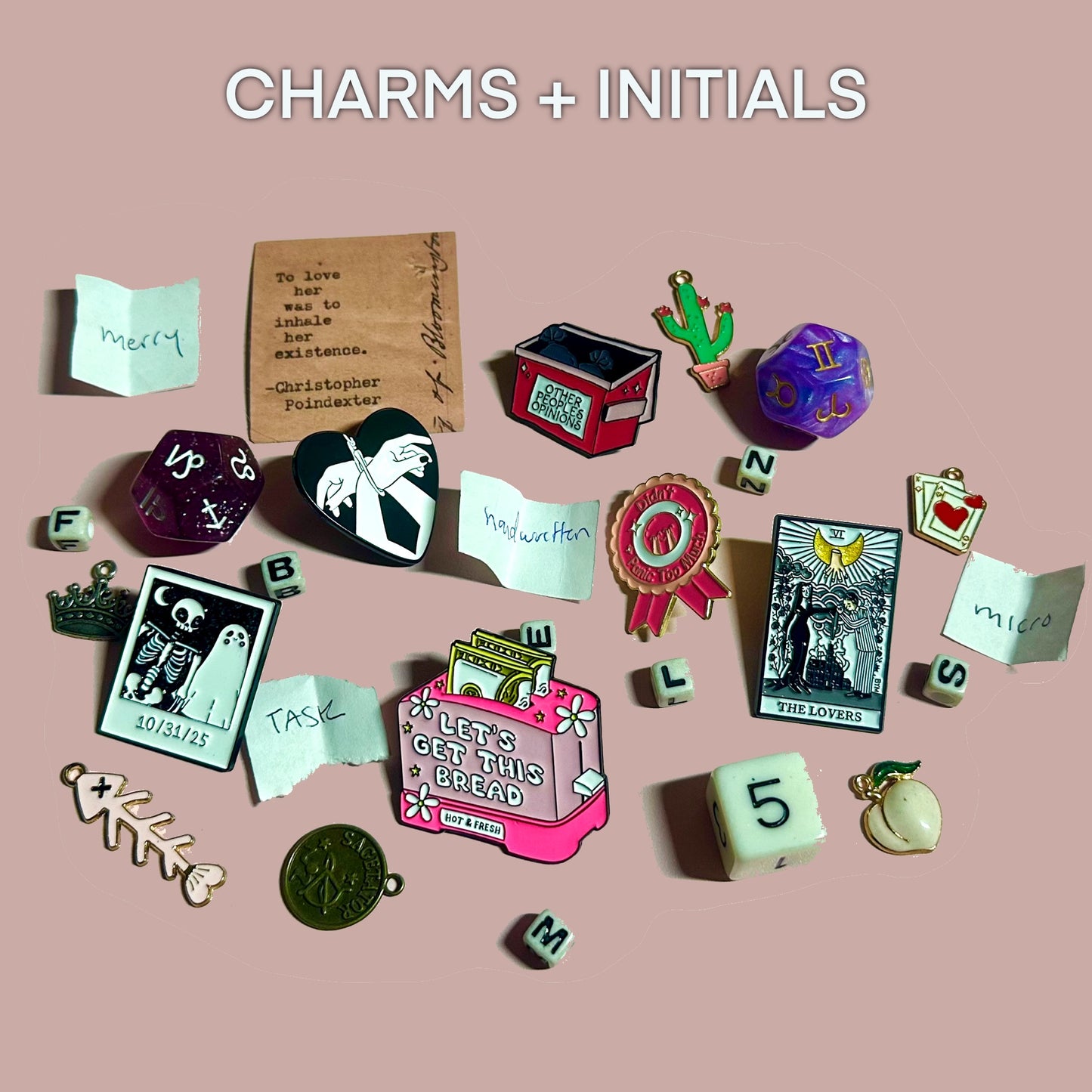 (Customizable) "Charms + Initials addon," FOR TAROT READING